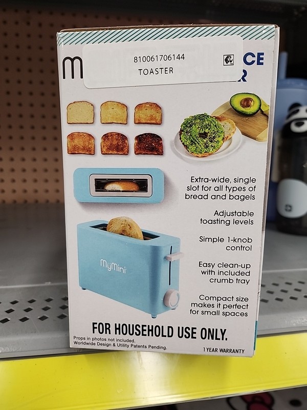 New - MyMini Single Slice Toaster Extra Wide Slot Crumb Tray 500 Watts Aqua gallery