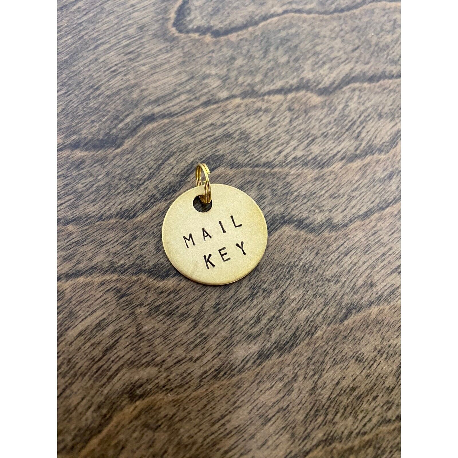 Mail Key Mailbox # Keychain PO Box Customizable Hand-Stamped Brass Metal Label gallery