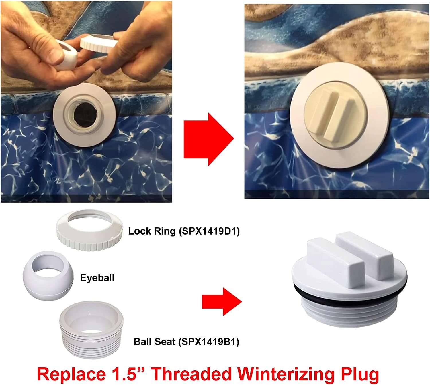 5 pack Pool Spa Hydrostream Return Jet Fitting 3/8" Opening Fits Hayward SP1419B gallery