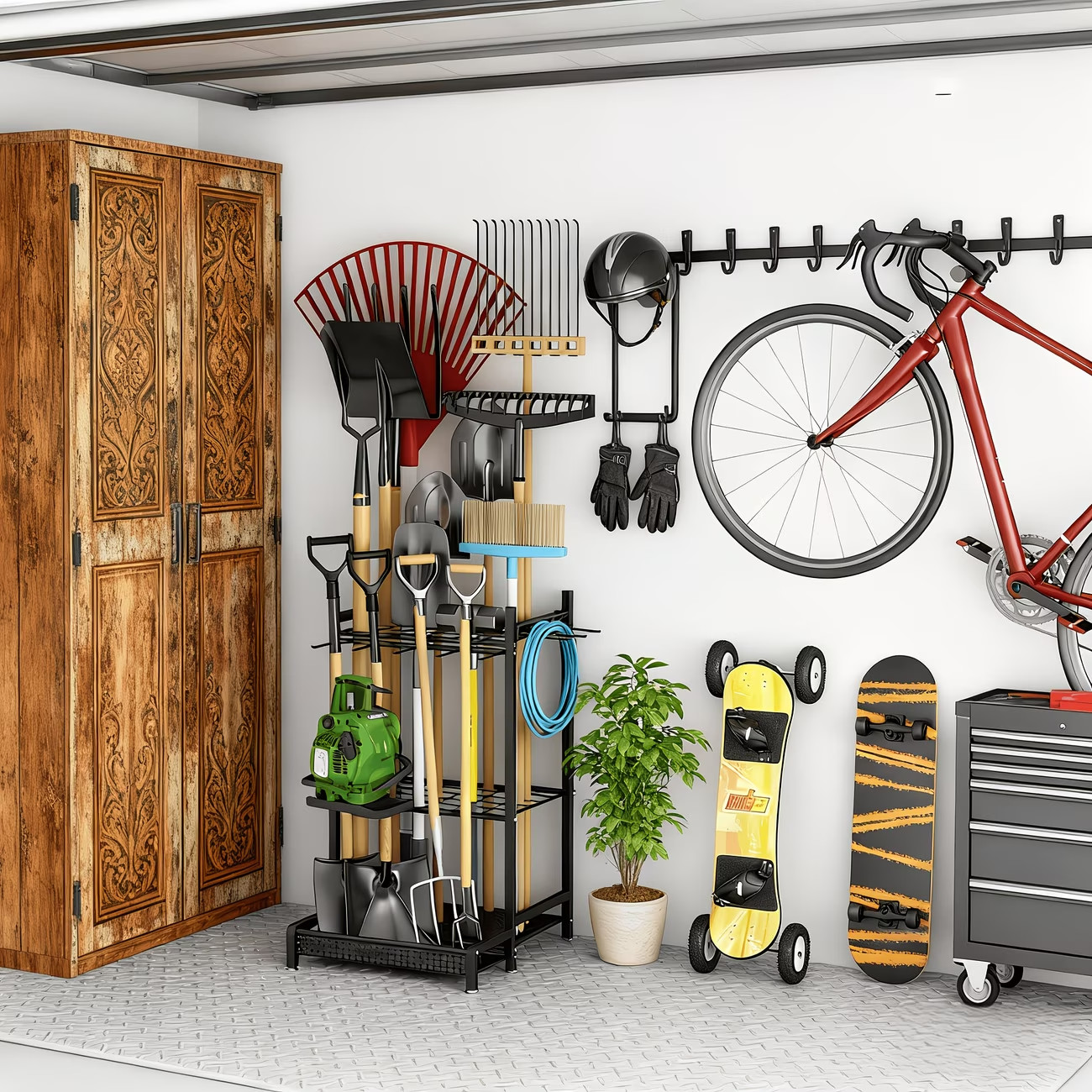 Garden Tool Organizer for Garage, Utility Storage Racks with Hooks gallery