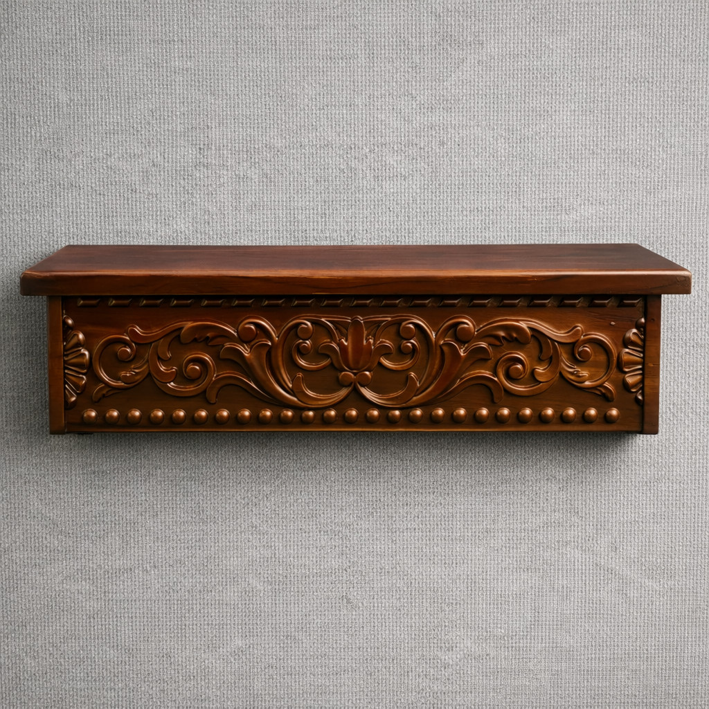 Antique Engraved wall shelf /Unique Wood carving wall shelf /Unique Hand Carved gallery
