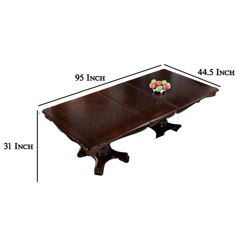 Pemberly Row 77 to 95" Extendable Dining Table w/ Carved Details in Cherry Brown gallery
