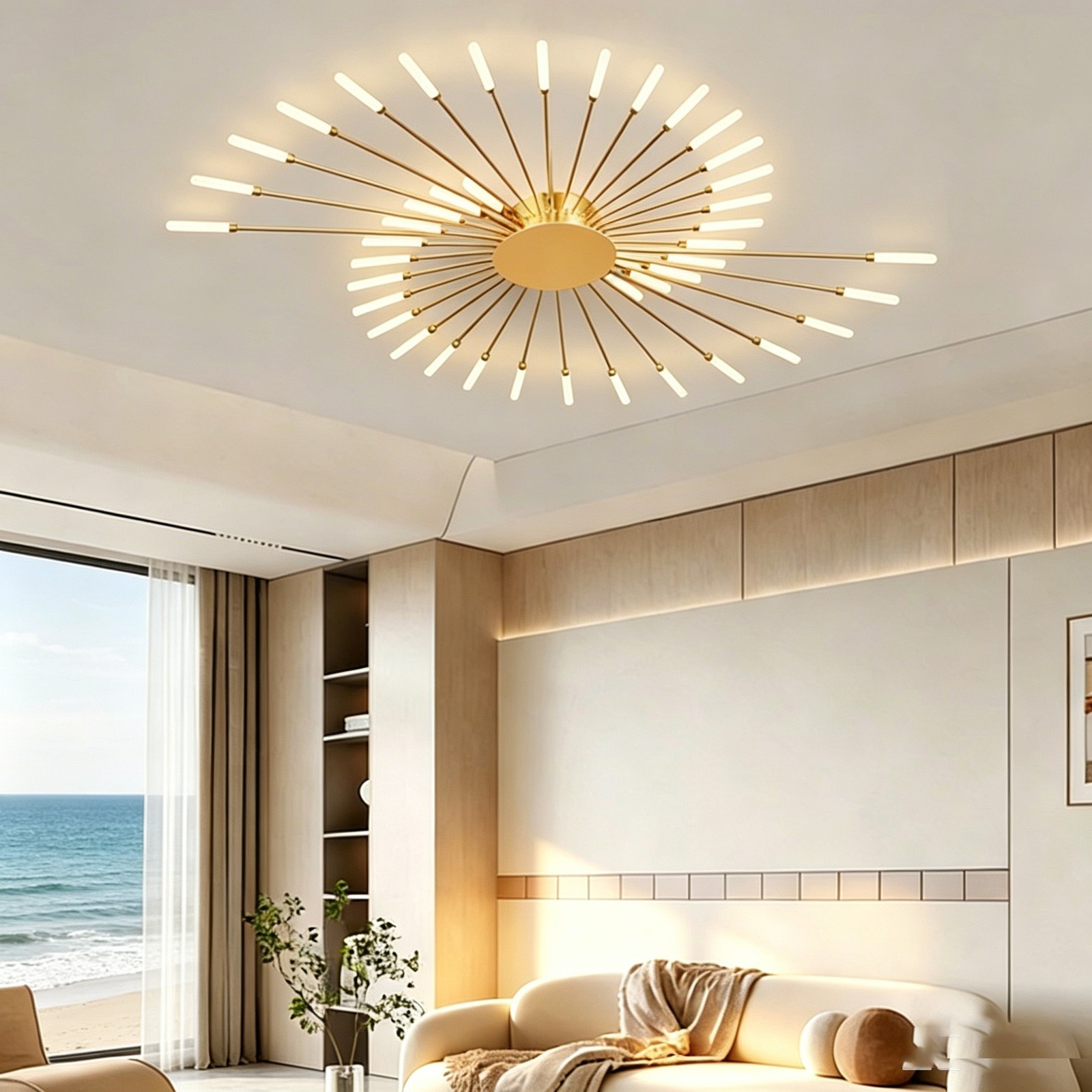 Indoor LED Ceiling Light Hollow Fireworks Design Modern Decor for Home Business gallery