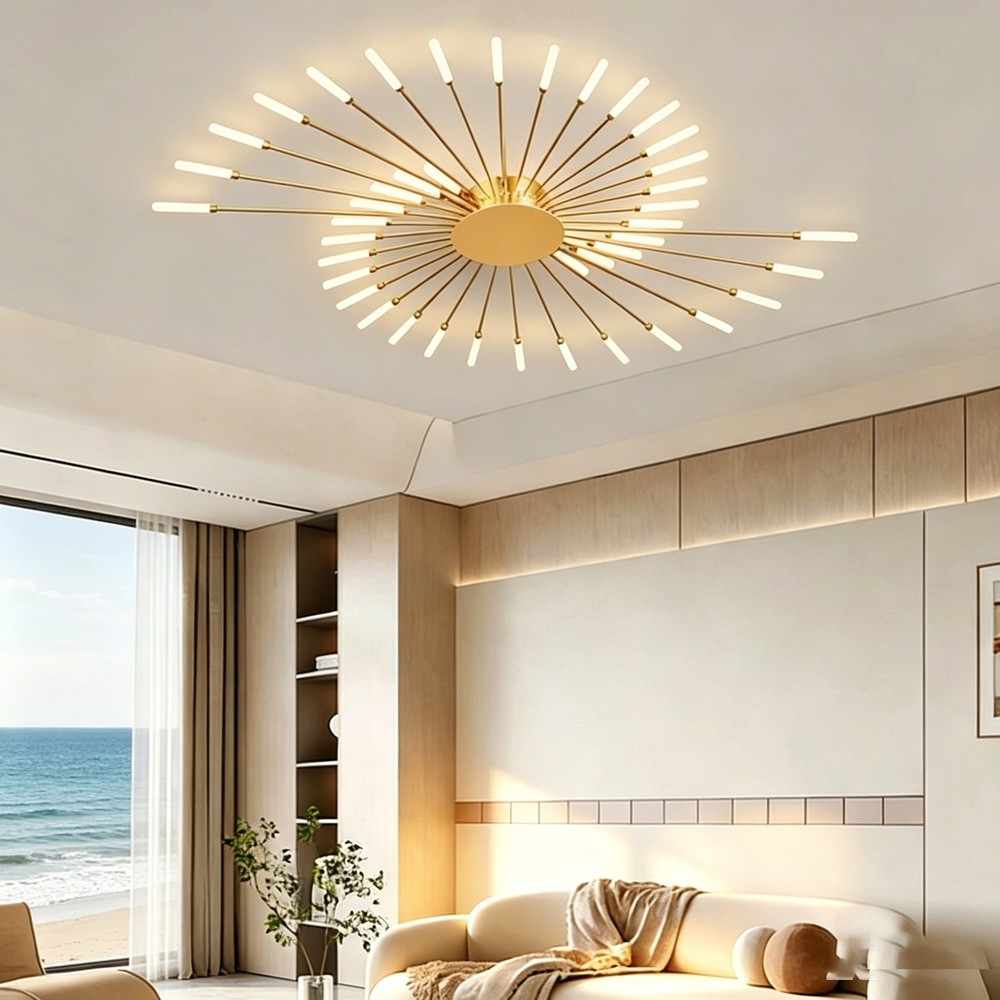 Indoor LED Ceiling Light Hollow Fireworks Design Modern Decor for Home Business