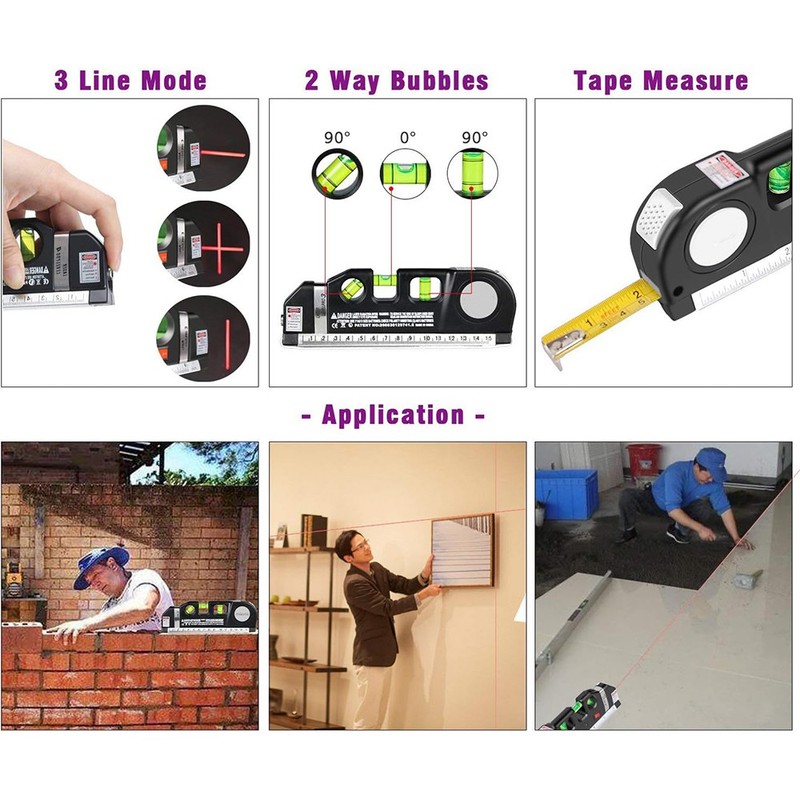 Multipurpose Laser Level Vertical Horizon Measuring Tape Aligner Metric Rulers gallery