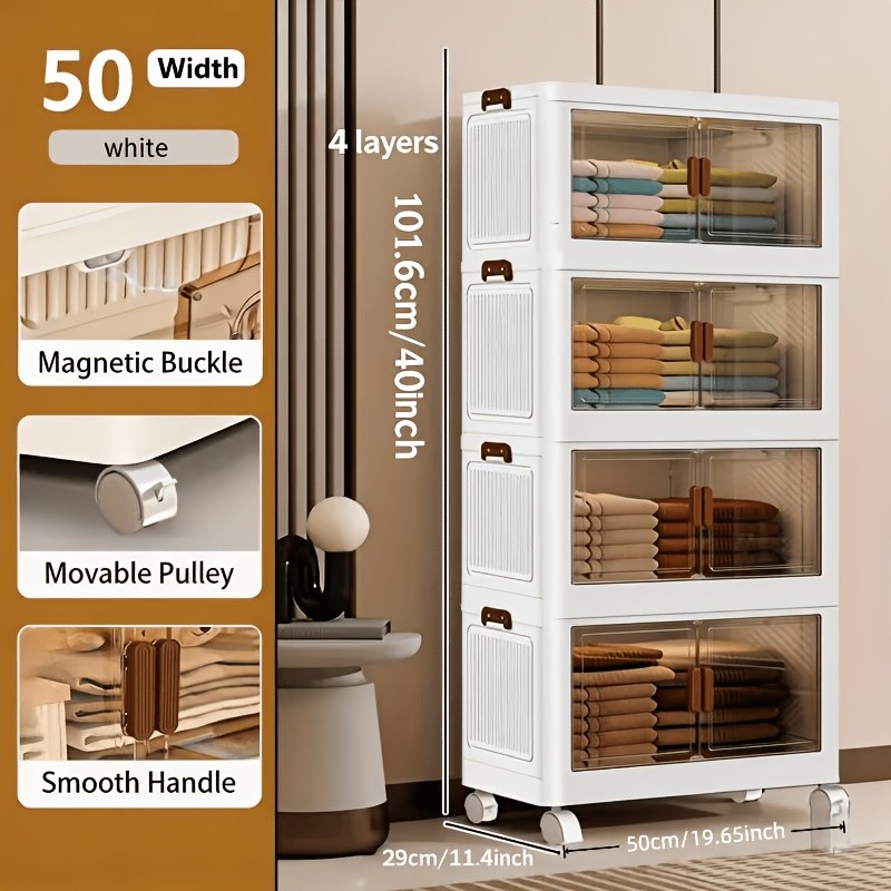 Layer Extra Large Storage Cabinet, Multi-Layer Foldable Storage Box with Door