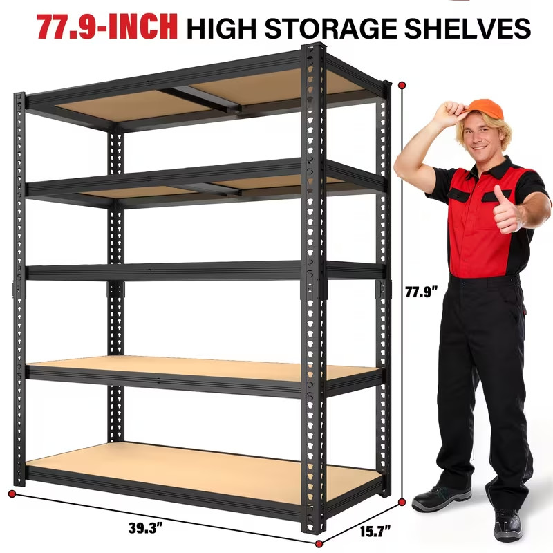 SAMRELAX 5-Tier Garage Rack Light Duty Storage Shelves 78"x39"x16" Metal Shelf gallery