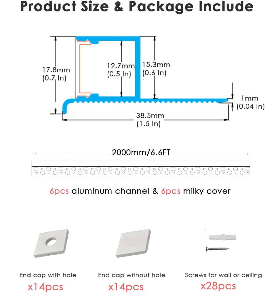 Trimless LED Channel 6 Pack - 6.6FT Aluminum Profile for Wall & Ceiling gallery