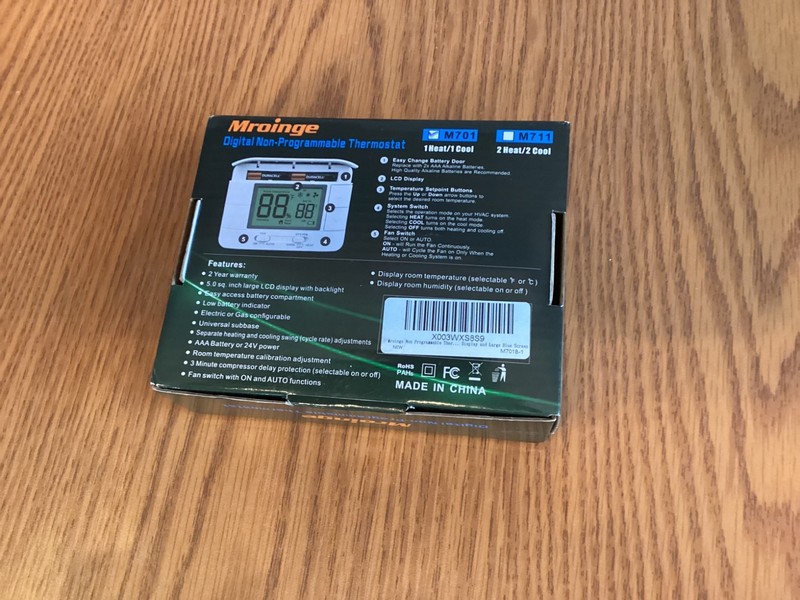 Mroinge No 701 Digital Non-Programmable Thermostat Heat/Cool/Off NEW gallery
