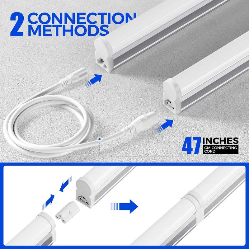 Energy-Efficient 4FT LED Shop Lighting - 2200lm, Linkable & Listed, 8 Lights gallery