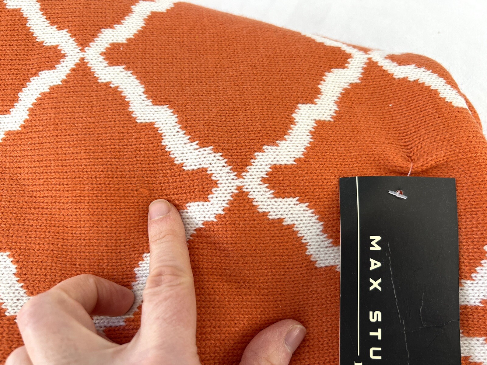 Max Studio Home Decorative Knit Throw Orange and Cream Lattice 50”x60” gallery