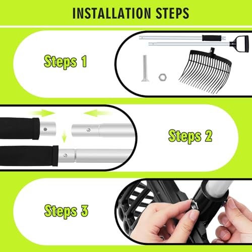 3 Sets Manure Fork with Long Metal Handle Pitch Fork Black D Shaped Grip gallery
