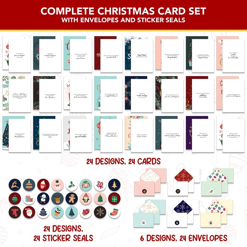 24 Pack Foiled & Glittery 6x4in Assorted Box Christmas Cards gallery