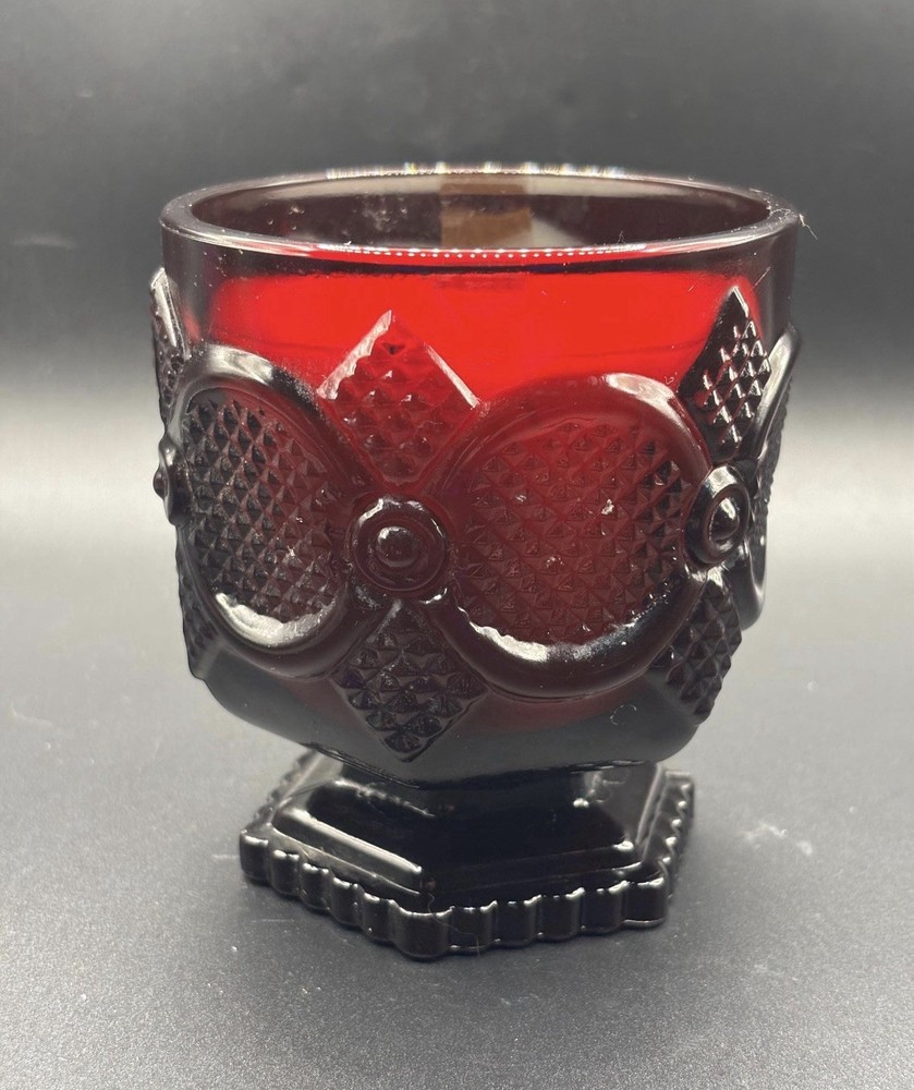 6 Oz Tallow/Beeswax Candle Vintage Ruby Red Cape Cod AVON Open Sugar Bowl | Rose