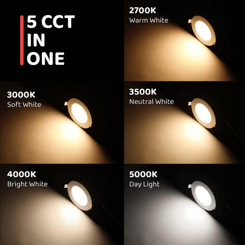 6Inch Ultra-Thin LED Recessed Ceiling Light, Dimmable 5CCT Selectable Downlight gallery