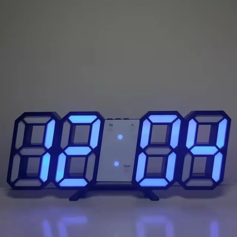 Digital 3D LED Big Wall Desk Alarm Clock Snooze 12/24 Hours Auto Brightness USB gallery