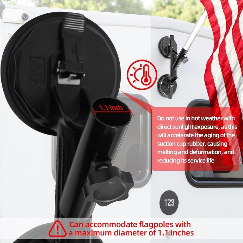 Quick Flag Mount for RVs Suction Cup Flag Pole Holder Metal RV Flag Pole Mount gallery