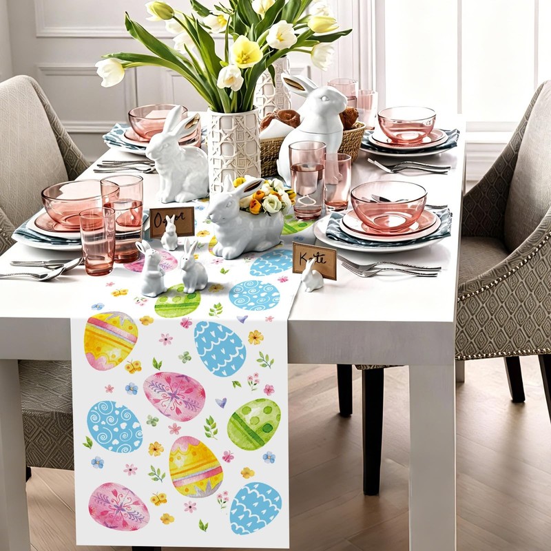 72 x 13 Inch Easter Table Runner – 72 x 13 inches, Green Pink Blue Yellow gallery