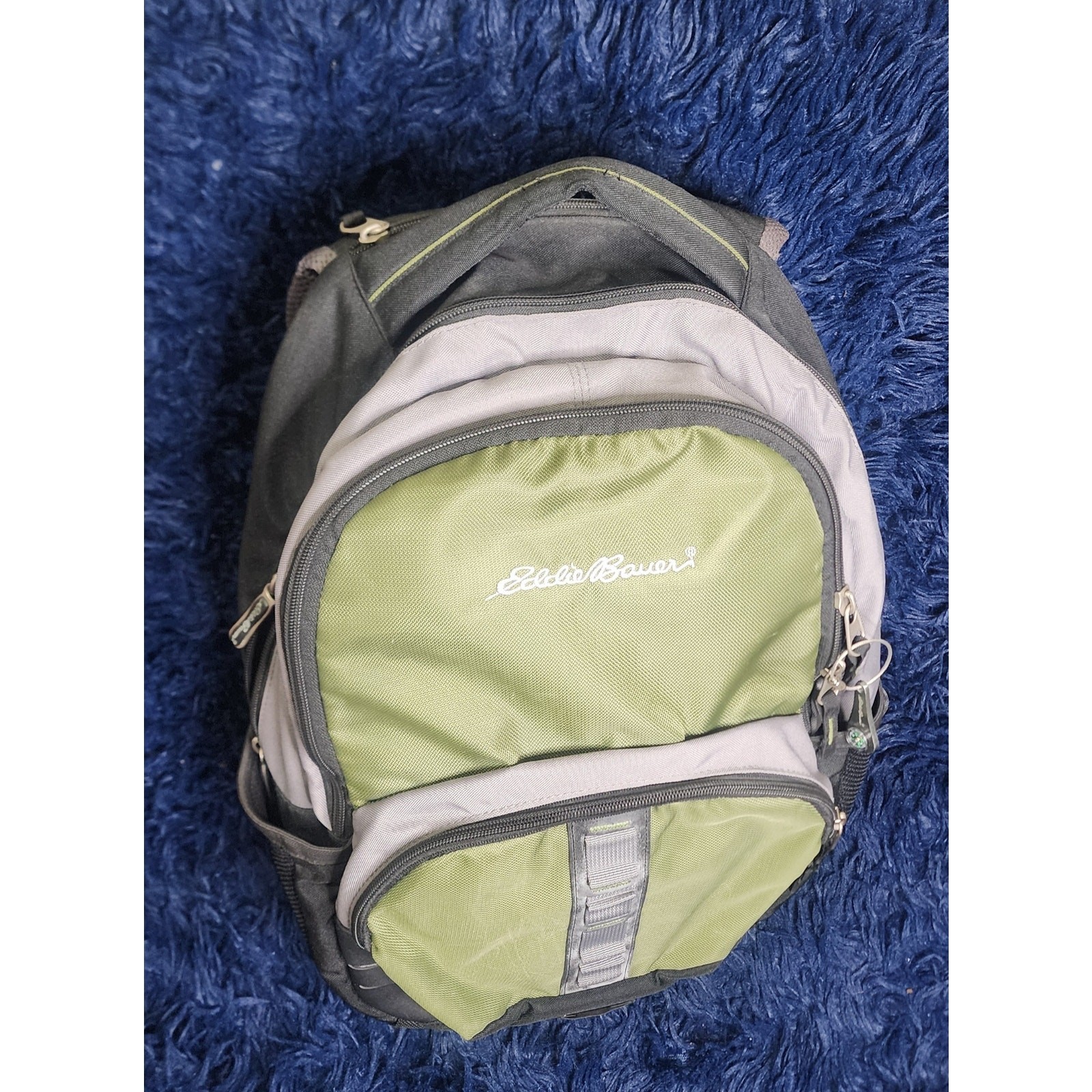 Eddie Bauer Air Tech System backpack, green and gray.  5