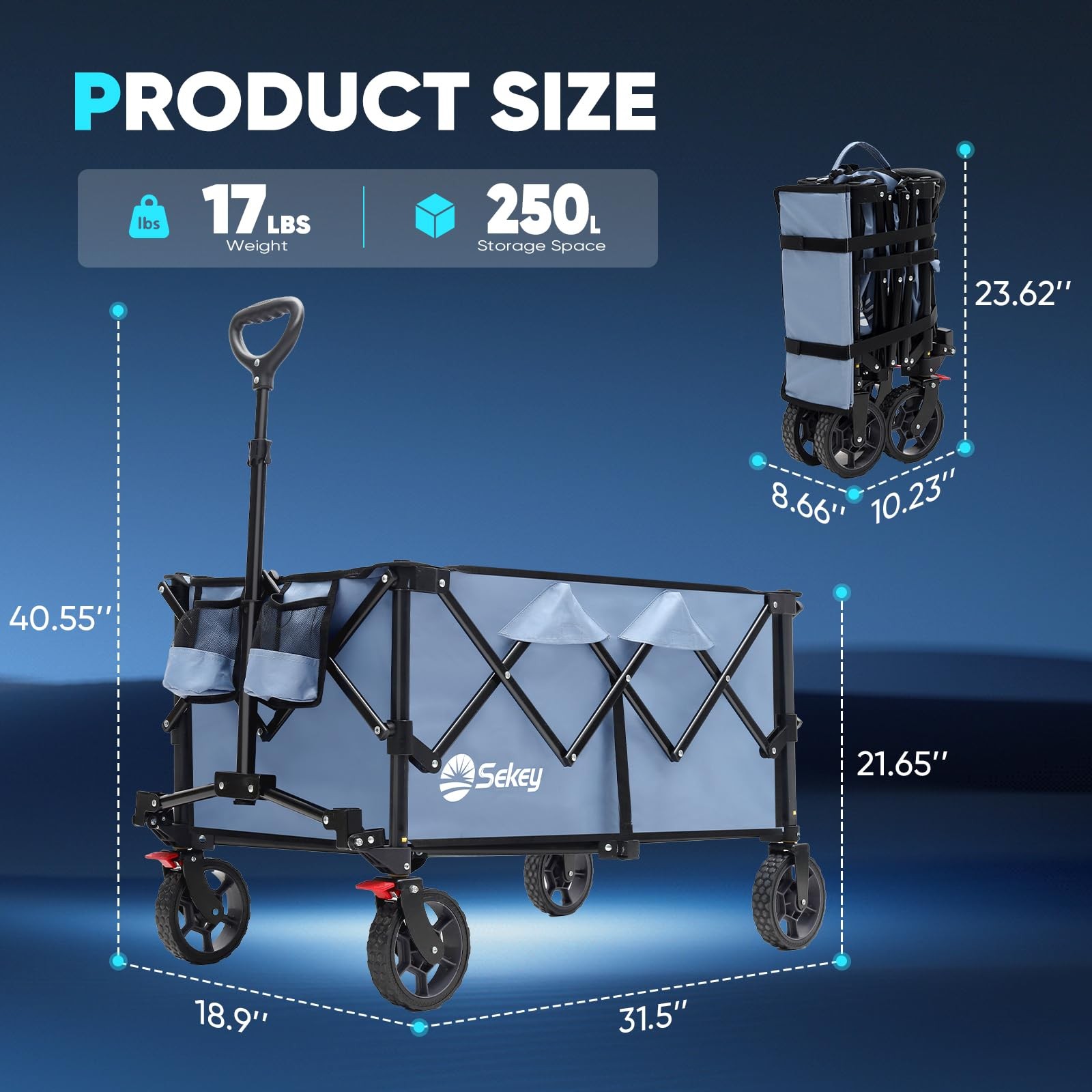 Best Sekey Collapsible Foldable Wagon with 330lbs Weight Capacity, Heavy Duty gallery