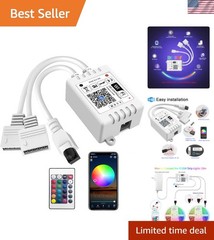 Smart WiFi RGBW LED Controller with 2 Outputs & 24-Key Remote – Voice Control