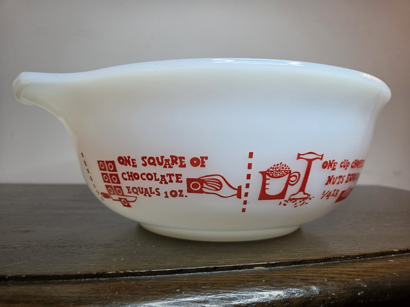 RARE VTG Glasbake Homemaker "Measurements" 4 Qt Mixing Bowl Red -12.75"D gallery