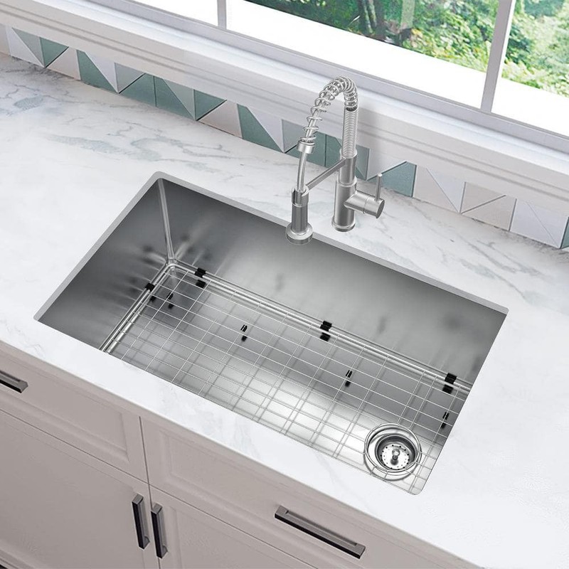 Glacier Bay 31 in. Undermount Single Bowl 18 Gauge Stainless Steel Sink w/ Acc. gallery