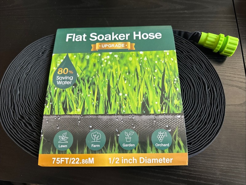 FlatSoaker Hose Garden Irrigation System Drip Watering Flexible Expandable 75ft gallery