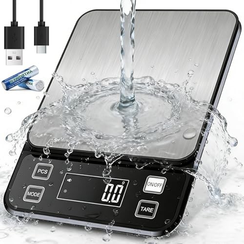 Waterproof Kitchen Scale, 5kg/11lb Food Scale Precisely Rechargeable / 11lbs gallery