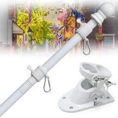 House Flag Pole Kit – 5-7 Ft Adjustable Tangle Free Flag Poles for 3×5 4×6 Flags