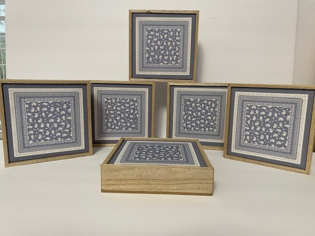 Modern cloth pattern, home decor, wall art framed. 6" X 6" Hang it or stand it.