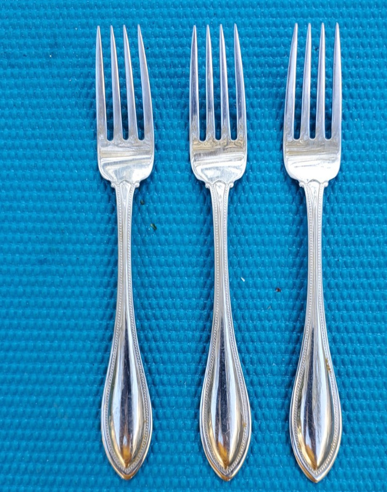 3-Oneida ARBOR AMERICAN HARMONY Stainless Beaded DINNER FORKS 7 3/8" gallery