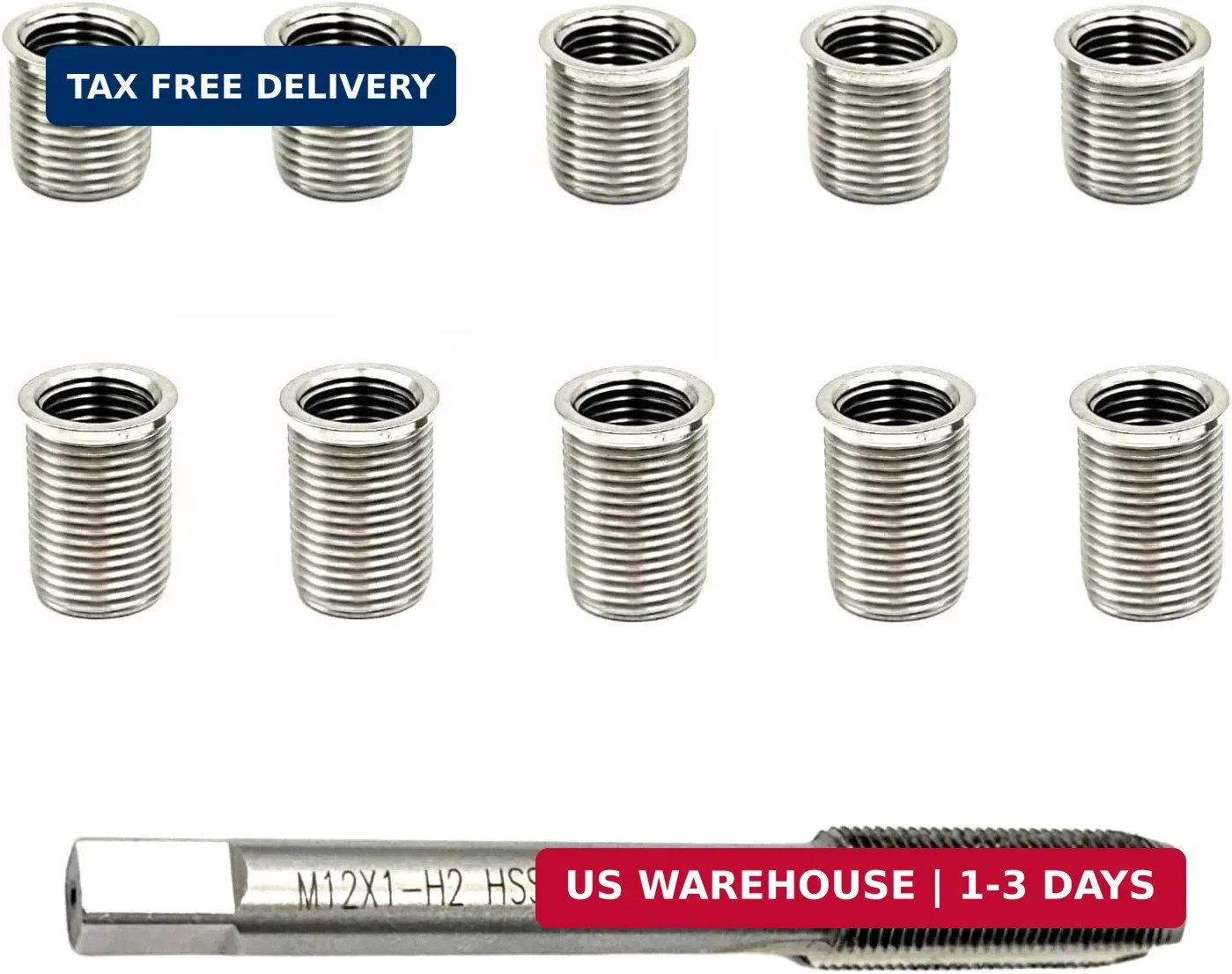 1 Set Spark Plug Thread Repair Replacement Kit, Stainless Steel M10x1.0mm Insert gallery