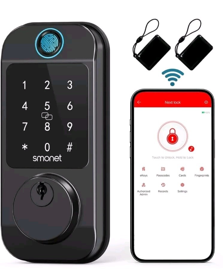 Smart WiFi Door Lock Deadbolt: SMONET Keyless Enrty Front Door Alexa Fingerprint gallery