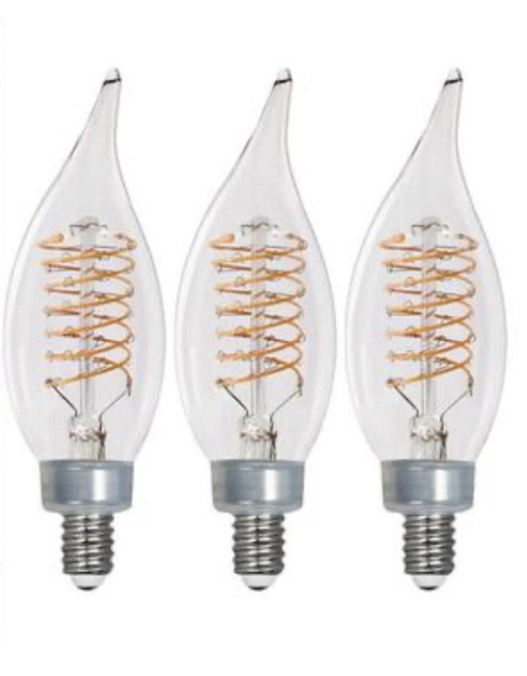 EcoSmart 60W LED Candelabra Light Bulb E12 Fine Bendy Edison Bright White 3 Pk gallery