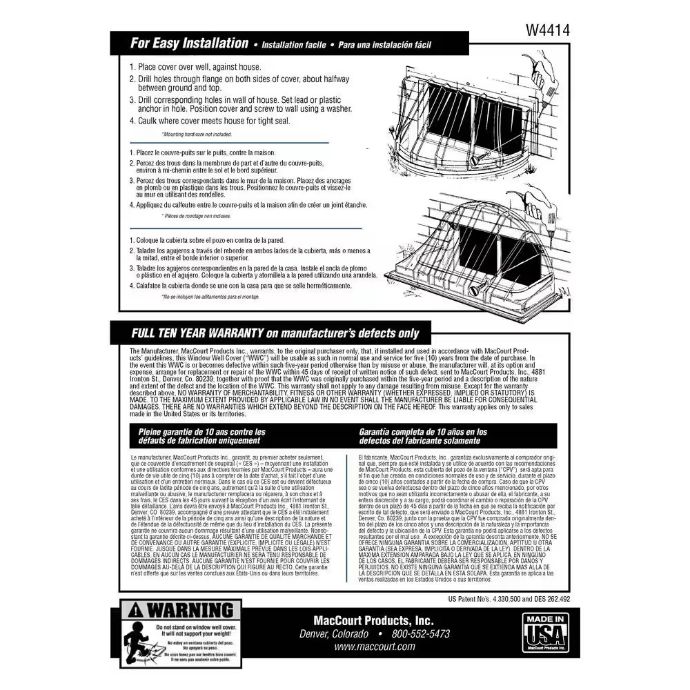 44-1/4 in. x 12 in. Rectangular Plastic Heavy Duty Window Well Cover gallery