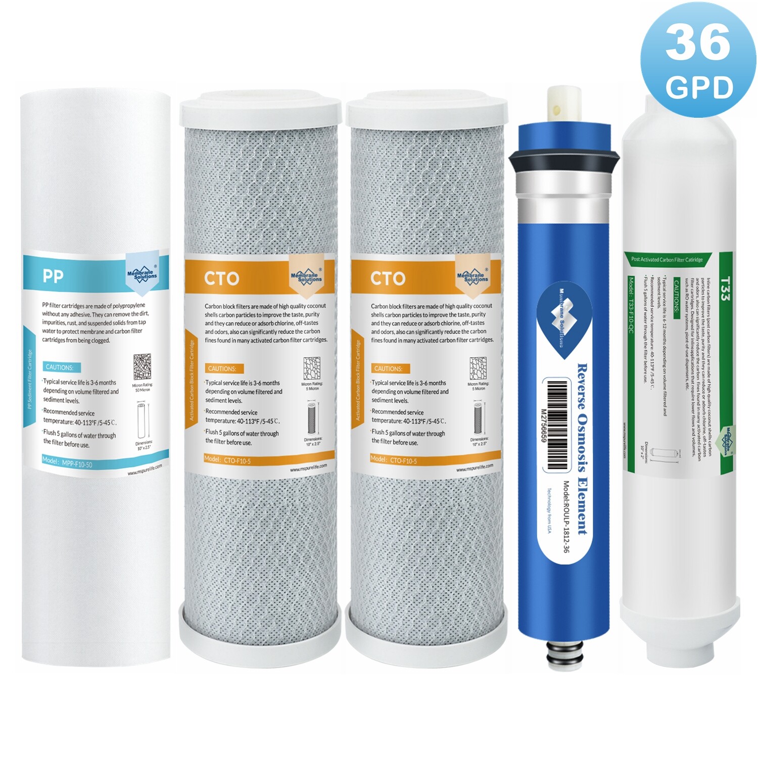 36 GPD RO Water Filter Replacement for APEC 5/6/7 Stage Reverse Osmosis System gallery