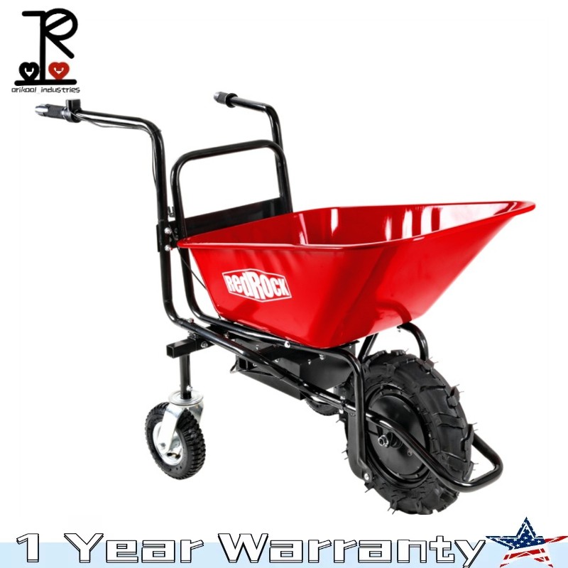 24V 500W Red Brushless Electric Wheelbarrow 2x12V 12Ah 78L Garden Cart 330 lb gallery