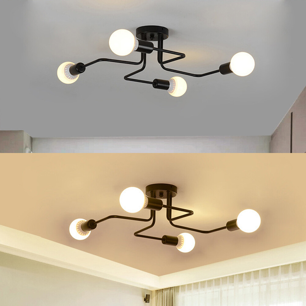 Retro Industrial Steampunk Semi Flush Mount Ceiling Light Pendant Light Fixture gallery