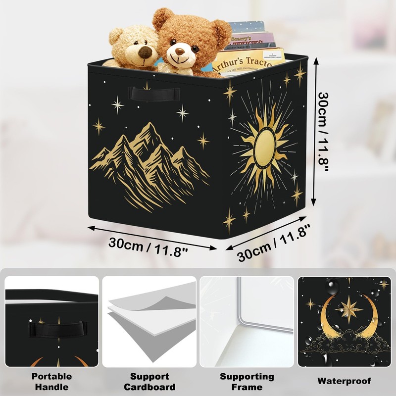 11.8"Sun Moon Celestial Storage Cube Organizer Set 3Pcs Clothes Basket Bin gallery