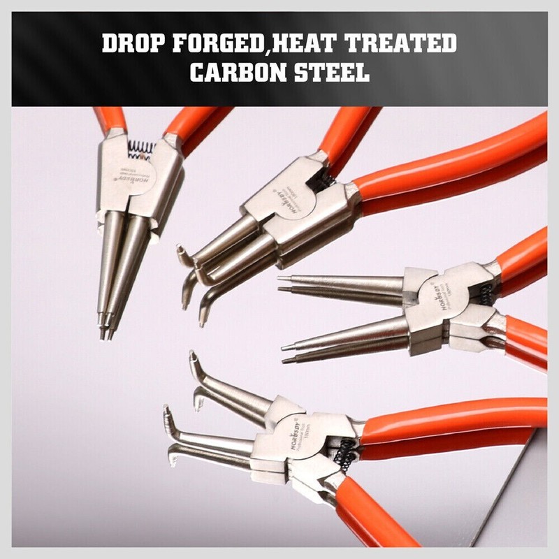 4-piece Snap Ring Pliers Set 7-inch Internal/External Circlip Plier Heavy Duty gallery