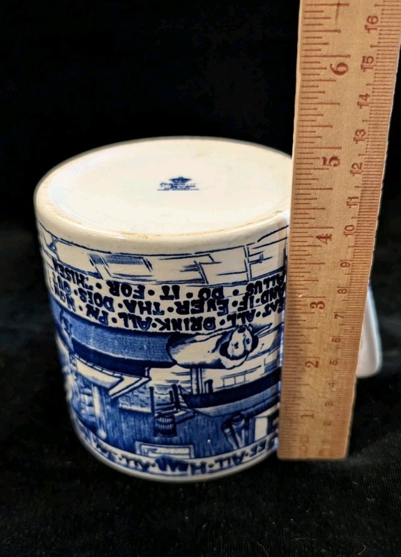 Vintage Large Blue & White Crown Devon Mug - A Yorkshiremans Advice to His Son gallery