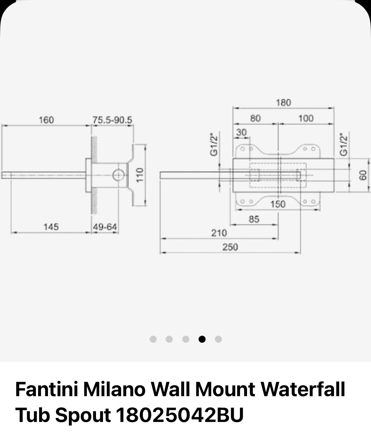 Fantini Milano Wall Mount Waterfall Tub Spout 18025042BU gallery