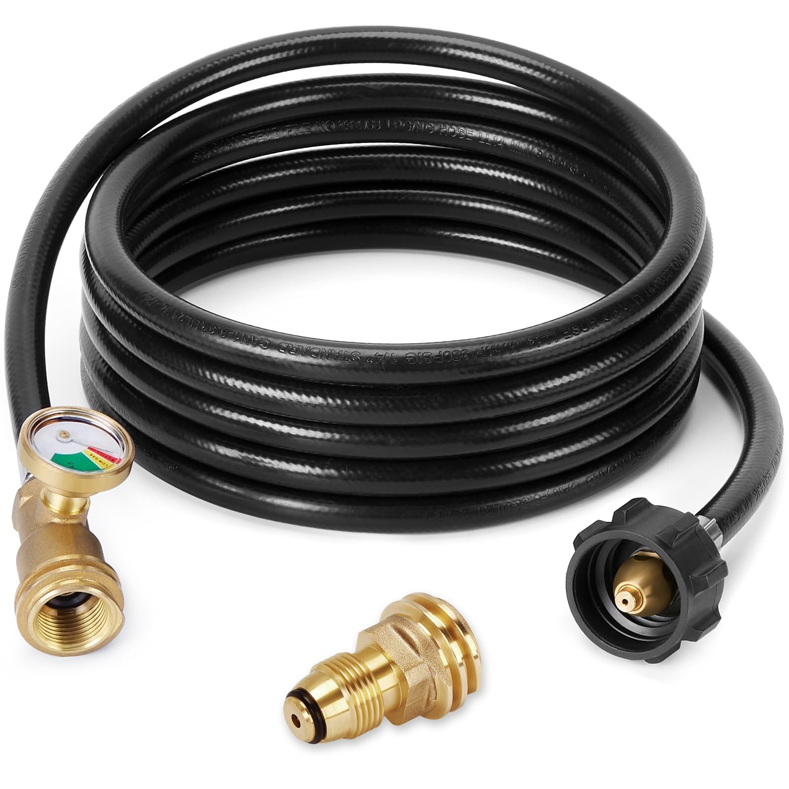 12 Feet Propane Tank Extension Hose with Gauge, Tank Adapter Converts gallery