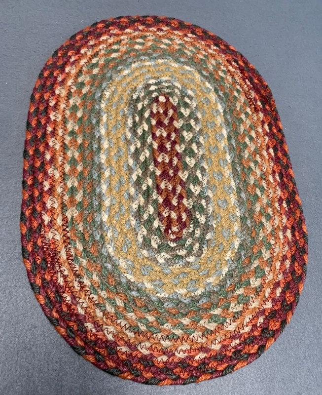 Handwoven Braided Oval Table Mat - Rustic Multicolor Decor 15" x 10" gallery