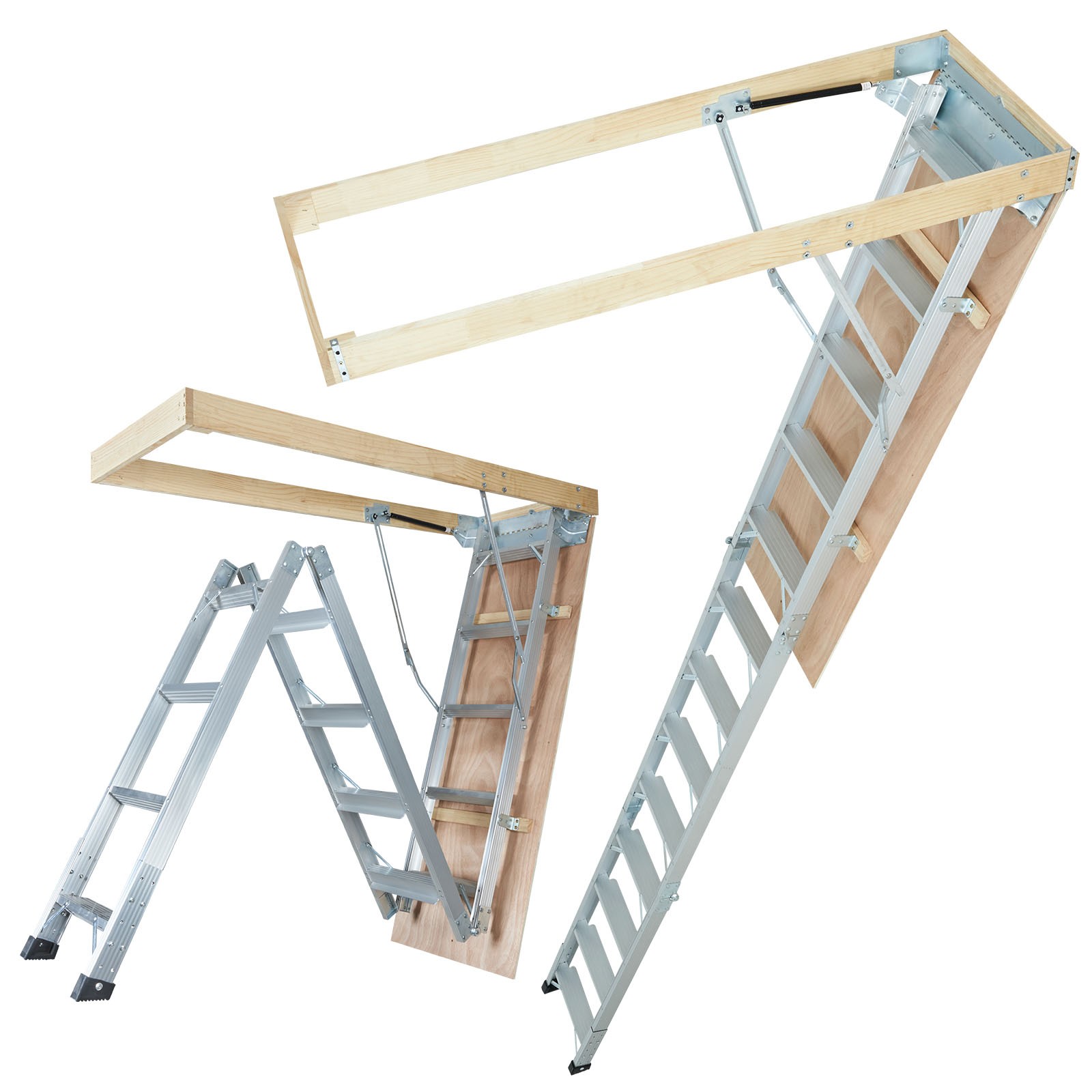 Folding Attic Ladder Aluminum Adjustable Portable Loft Stairs Ceiling gallery