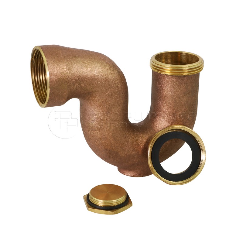 Flexcraft NY Regular Trap with Drain Plug for Tubular Drain Applications, Brass gallery