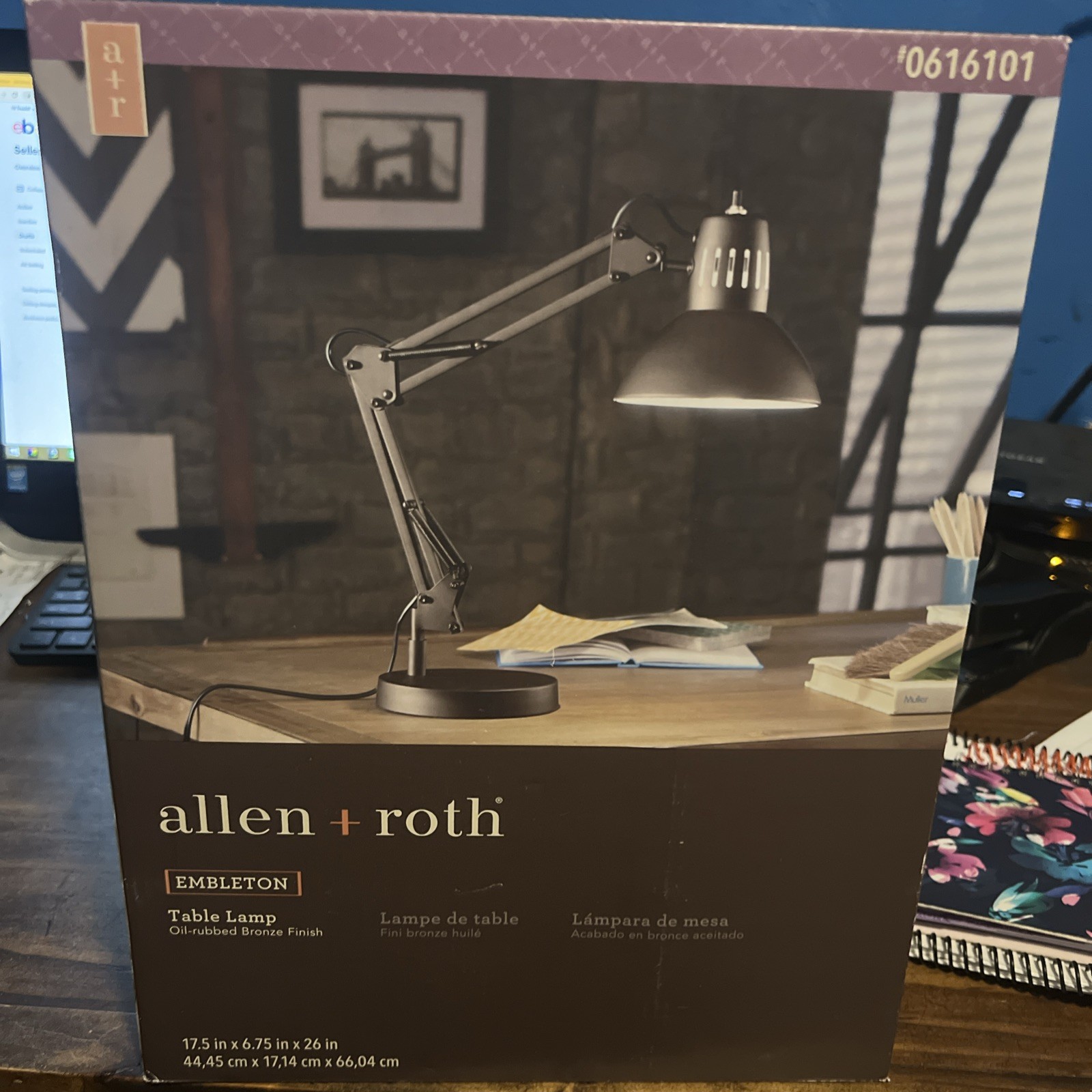 Allen & Roth Embleton 26-in Adjustable Bronze Finish Standard Desk Lamp NEW gallery