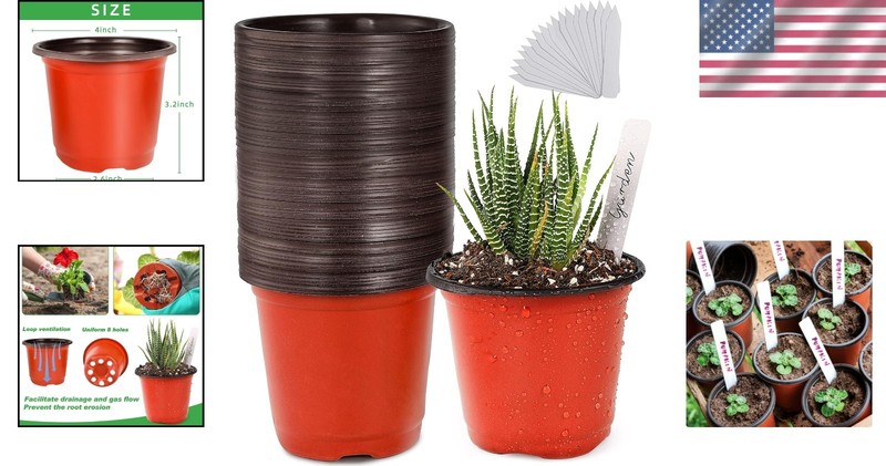 4" Plastic Planter Pots - 50 Count with 50 Labels for Indoor/Outdoor Use gallery