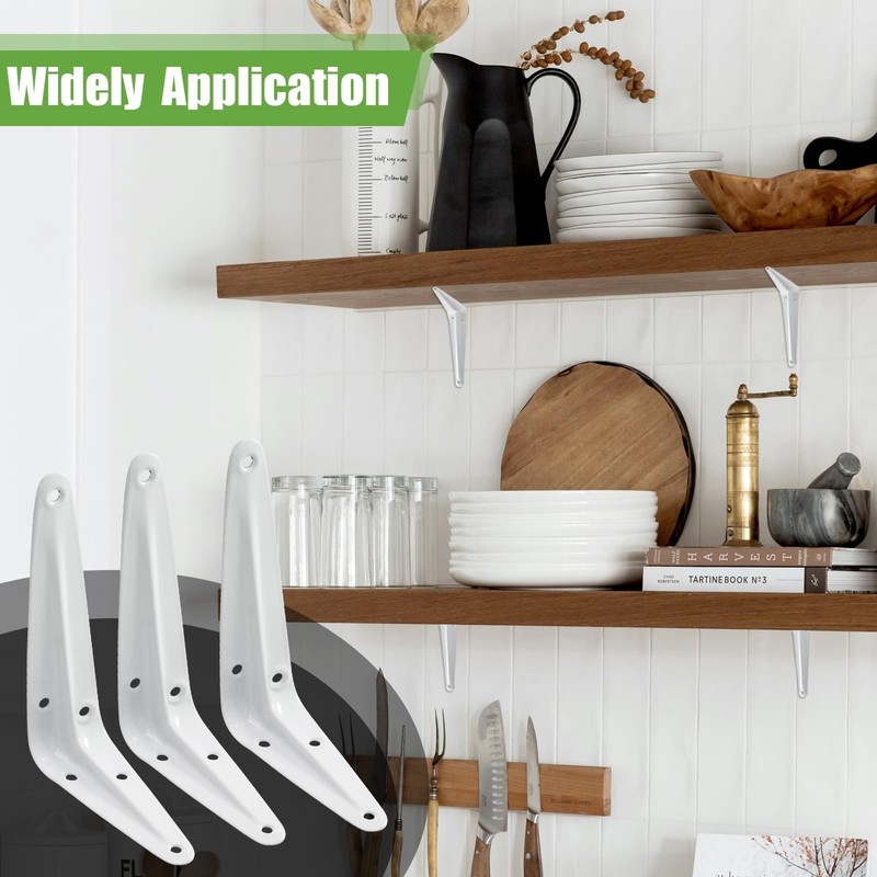 Shelf Brackets 4 x 3 Inch, 24 Pack Heavy Duty White Metal - 60 lbs Load Capacity gallery